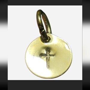 ✝️ solid 925 Sterling Silver Stamped Cross Charm - 9mm - New - Handmade